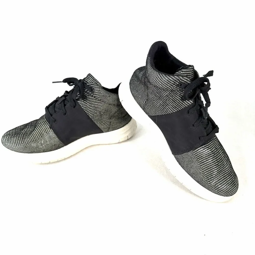 FitFlop Sporty-Pop X Lizard Print Sneakers, Black, Women's Size 7, Casual Fun